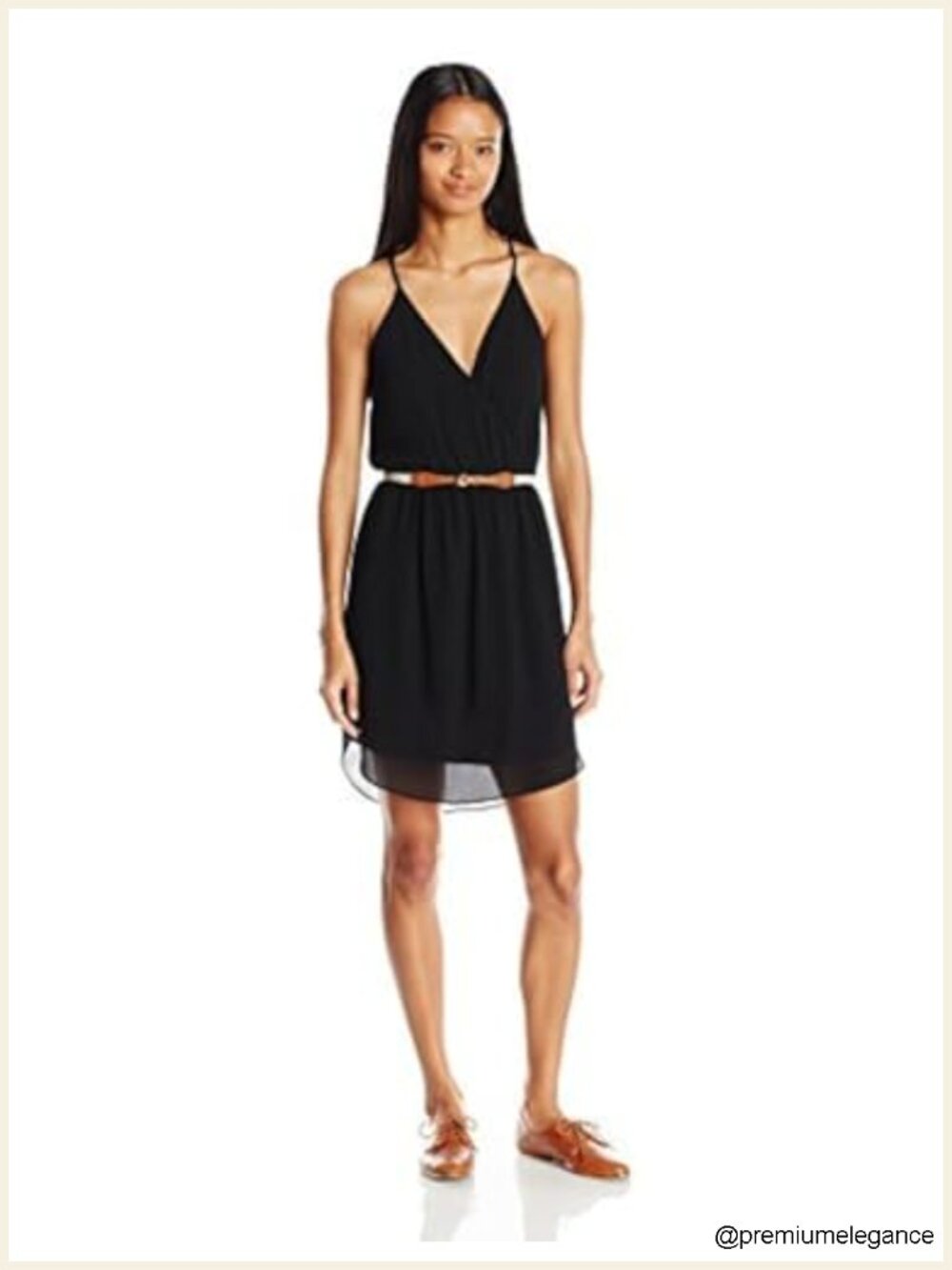 Halter Surplice Shirttail Dress with Belt, V-Neck, Sleeveless, High Waist,